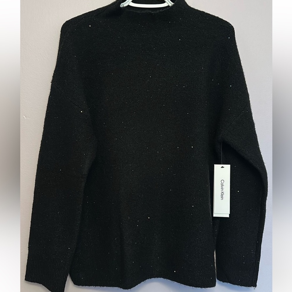 Calvin Klein Sequin Mock-Neck Sweater
